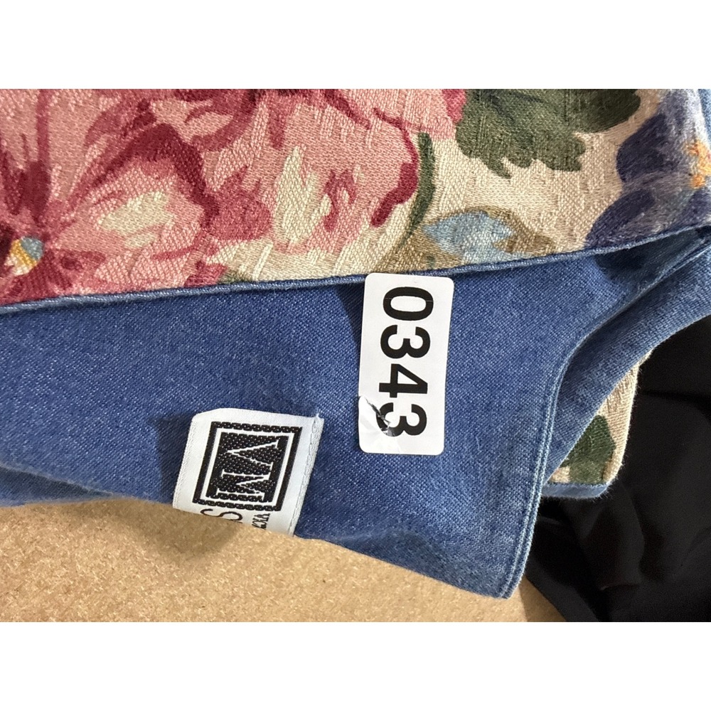 Vintage Floral Tapestry Vest Blue Denim Back Button Front Boho Cottagecore Women - Picture 7 of 14